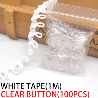 White Clear 1 упаковка(1 метр и 100 пуговиц), зимний комбинезон, шапка, пуговица, эластичная лента, лента для мехового воротника, Швейные аксессуары, сделай сам - Цвет: White Clear