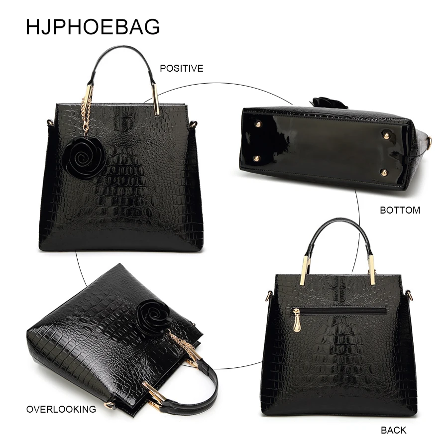 HJPHOEBAG Женская вместительная сумка с крокодиловым узором Повседневная через