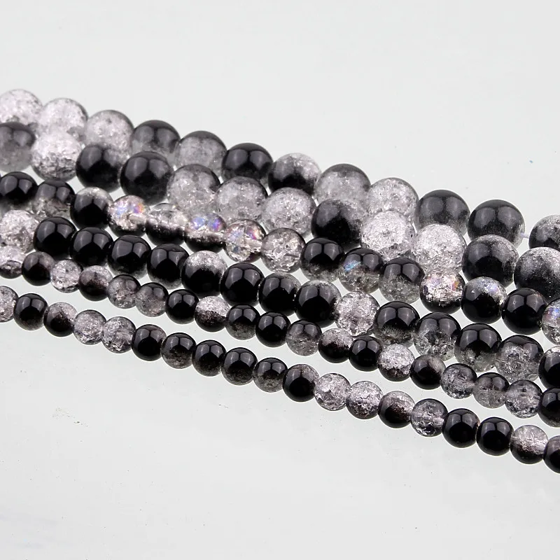 Бусины из натурального камня ручной работы черные треснутые кварцевые