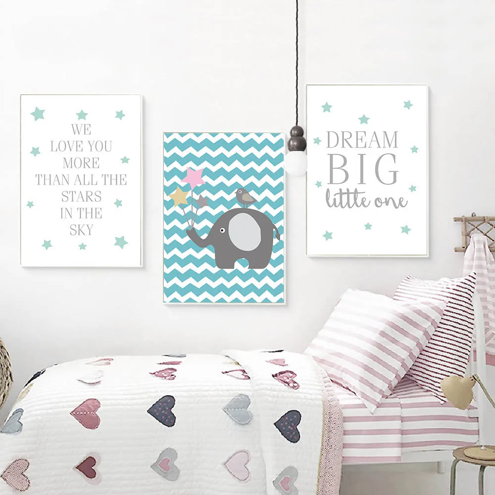 

Painting Abstract Cartoon Elephant Wall Decor Canvas Posters Nursery Print Nordic Style Painting Wall Picture Baby Room Decor