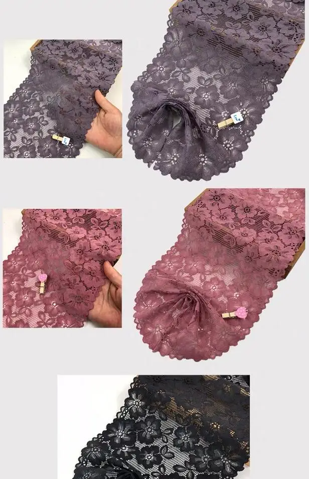 1 метр Цветочная эластичная кружевная лента фиолетовая розовая черная отделка