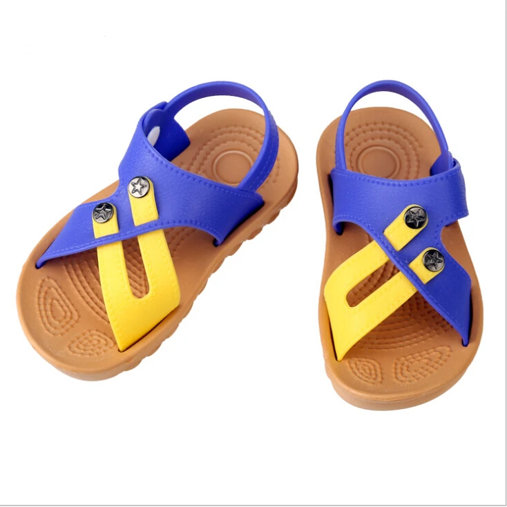 2017 летние детские тапочки пляжные сандалии на пуговицах для маленьких мальчиков