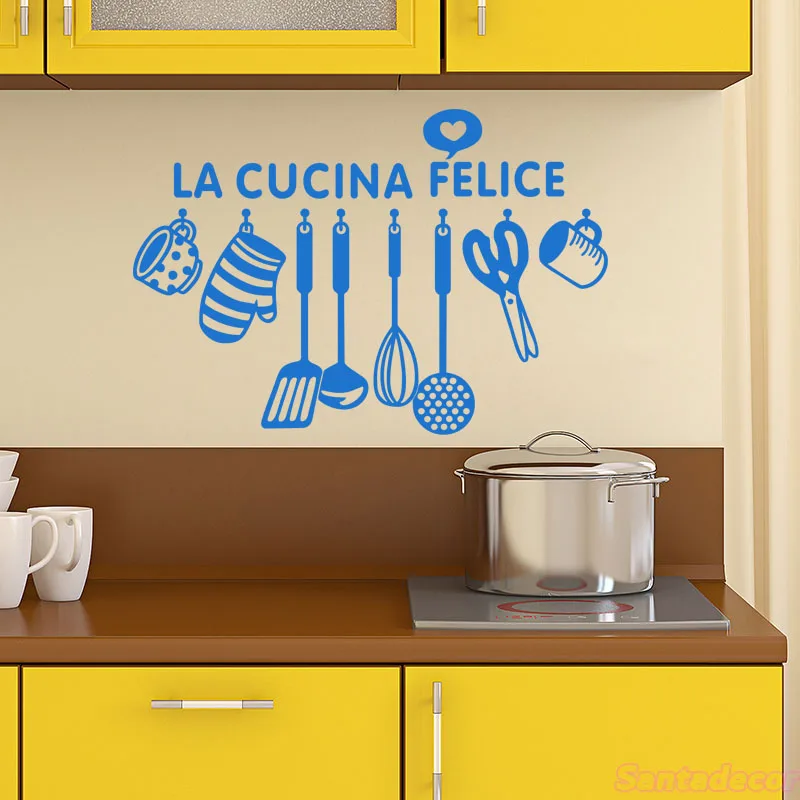 Итальянская кухня дизайн виниловые наклейки на стены Стикеры La Cocina Felice Настенная