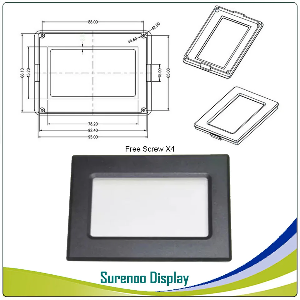 ABS Frame for 12864 93X70 мм графический матричный ЖК-модуль дисплей экран 12864 встроенный KS0108 контроллер с светодиодный подсветкой желтый зеленый синий - Цвет: ABS Frame for 12864