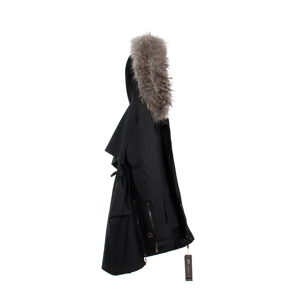 Real fur color 6 JAZZEVAR Новая зимняя женская парка армейский зеленый большой настоящий енот цвет меховой воротник с капюшоном пальто женская верхняя одежда брендовая одежда - Цвет: Real fur color 6