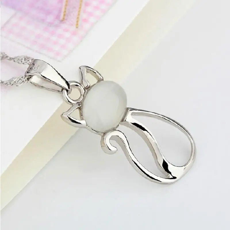 Lovely Vintage Cat's Eyes Crystal 925 Pure Sterling Silver Pendants For Necklace Chain Women New 2015 Korean Fashion Jewelry | Украшения