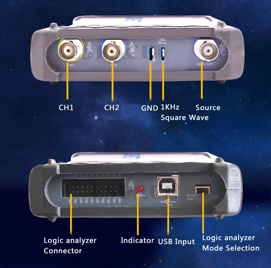 ISDS205X виртуальный ПК USB осциллограф DDS анализатор сигнала и логики 2CH 20 МГц полоса пропускания 48MSa/s 8 бит АЦП анализатор БПФ