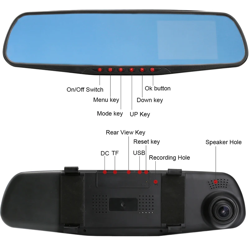 Full HD 1080 p Dash камера автомобиля dvr зеркало заднего вида авто Dvr двойной объектив