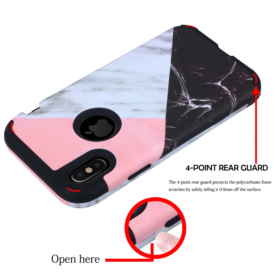 For iphone X Marble case Silicone Slim Fit Shock Absorption Drop Protect Defender Cover 8 8plus full protect |
