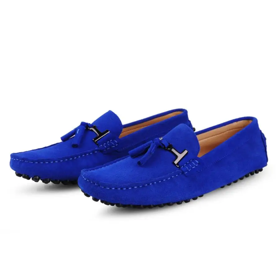 Royal Blue Для мужчин s Повседневное обувь мокасины; обувь из натуральной кожи; обувь Для мужчин большие Размеры 46 обувь для вождения обувь для отдыха без застежки мужские лоферы замшевые модельные туфли - Цвет: Royal Blue
