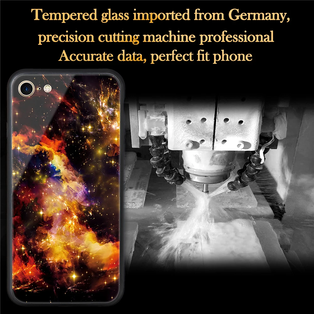 Case For iPhone 7 Phone Shell Protective Tempered Glass Back +Soft TPU inner Cover for Anti-shock Bag iPhone7 Coque |