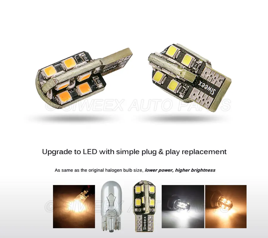 10 шт. W5W T10 светодиодный ная лампа 16 SMD 2835 автомобисветильник внутренний свет без