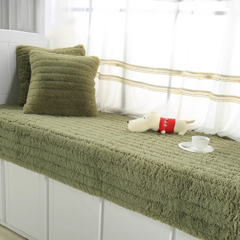 Серый плюшевый чехол для дивана полотенце в полоску пух Мягкий Нескользящий