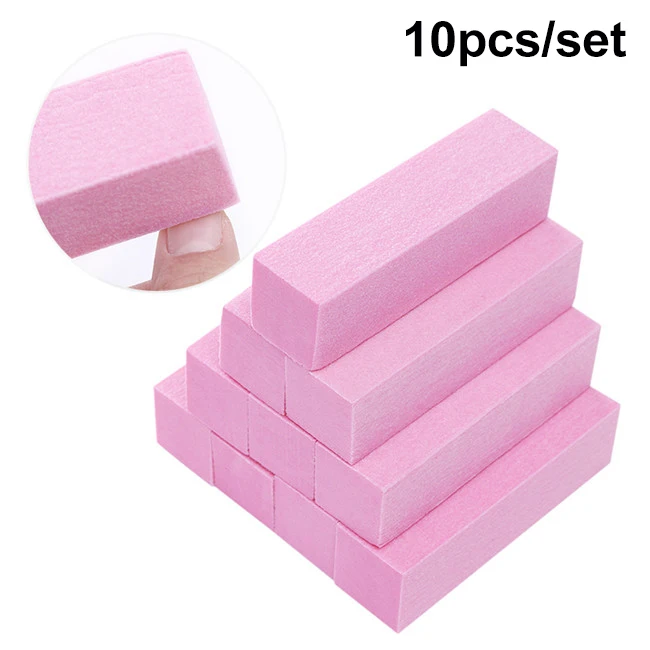 10pcs pink 10/4/1 шт. придание ногтям формы шлифовальный Блокировка Шлифовальные Файлы Professsional DIY маникюр с полировкой ногтей органайзер для приборов дизайна ногтей аксессуар - Цвет: 10pcs pink