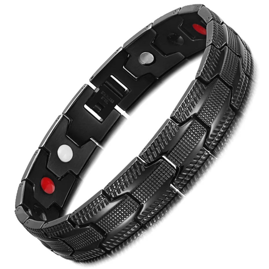 black bracelet RainSo мужские браслеты из нержавеющей стали Магнитная терапия браслеты Германий ювелирные изделия браслет дропшиппинг Новые поступления - Окраска металла: black bracelet