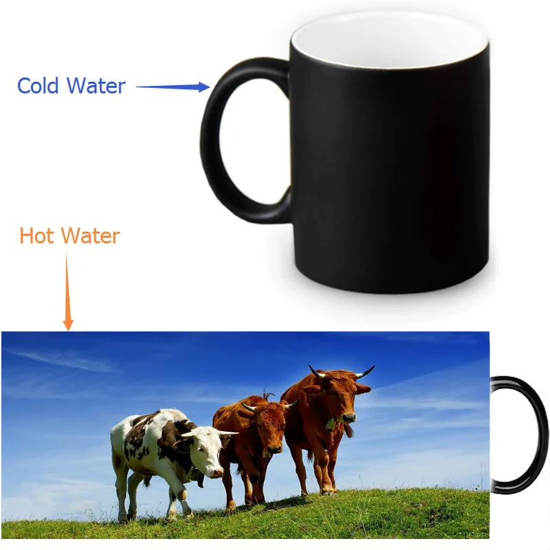 Термочувствительные кофейные кружки цветные для холодной и горячей смены 350 мл/12