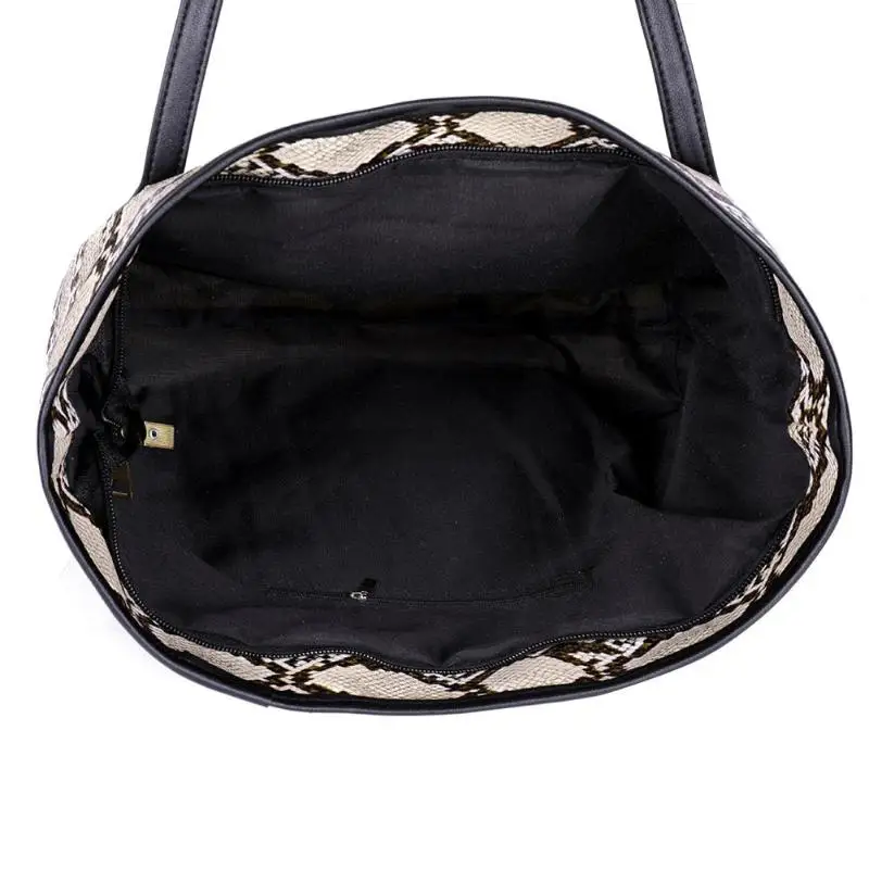 Ladies Fashion Female Big Snake Print Shoulder Handbags Women Large Capacity Top-handle Bags Casual Shopping PU Leather Totes