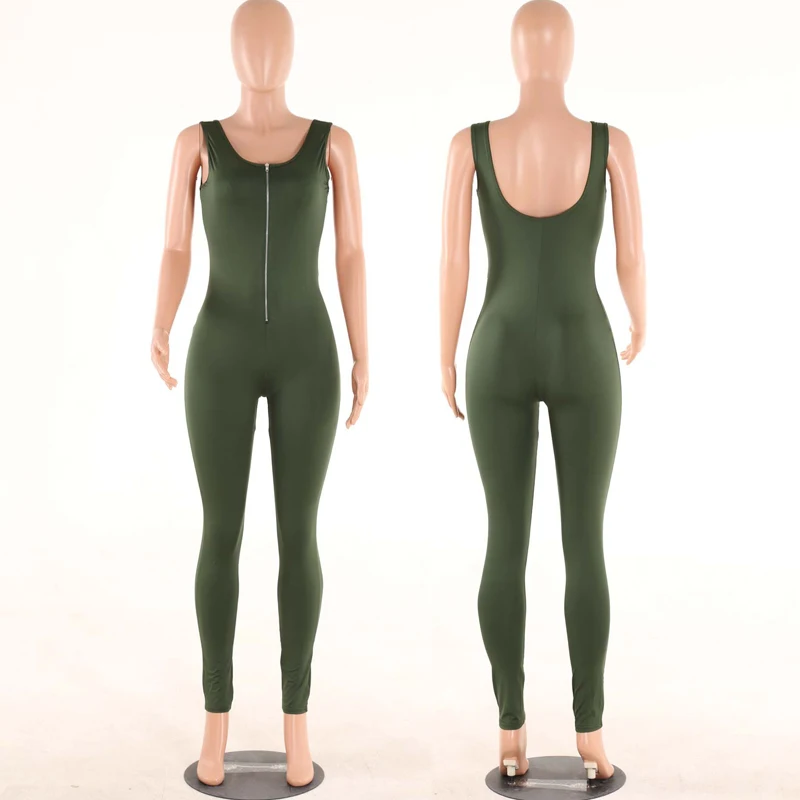 Casual Summer Zipper Long Rompers Womens Jumpsuit Sexy Deep V Neck Sleeveless Backless Combinaison Femme Overalls Playsuit | Женская