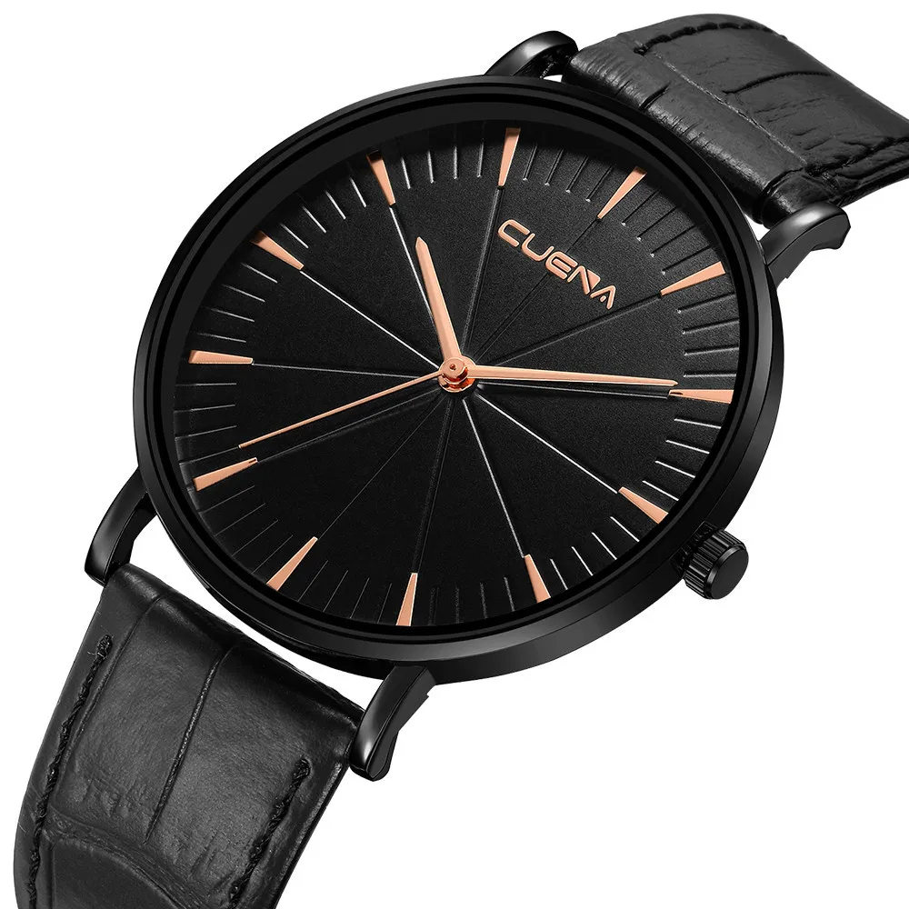 Часы наручные CUENA мужские с кожаным ремешком Модные Аналоговые Кварцевые в стиле