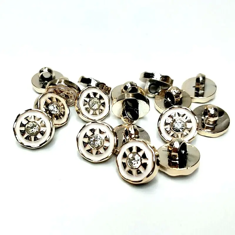 

HL50PCS 10MM New Plating Buttons With Rhinestones Shank DIY Apparel Sewing Accessories Shirt
