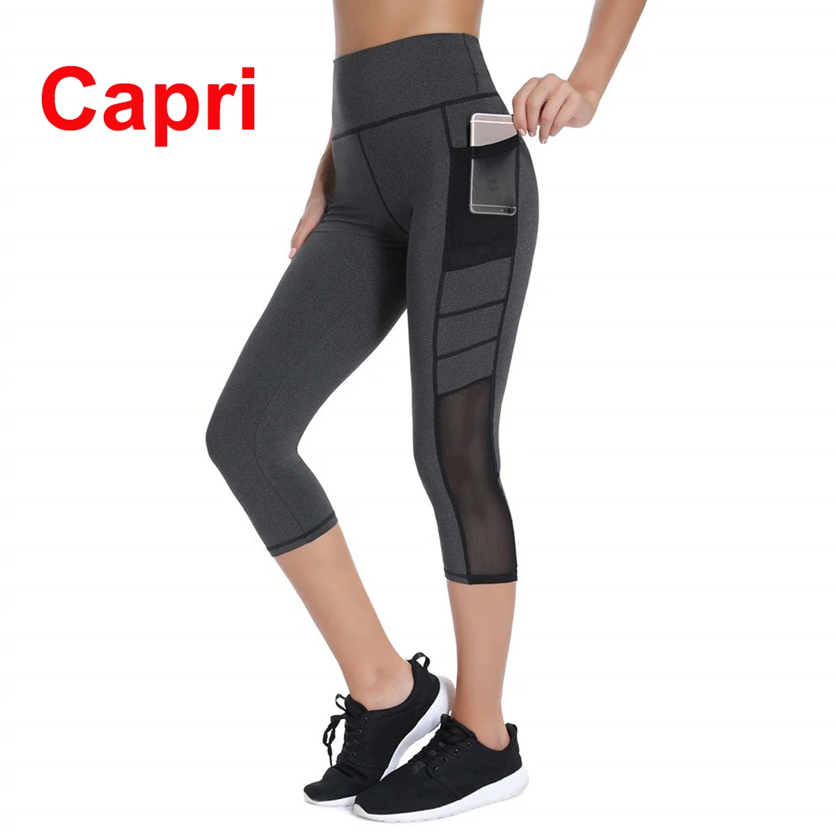 Capri Спортивные леггинсы с высокой талией, леггинсы для фитнеса, леггинсы с карманами, штаны для тренировок с эффектом пуш-ап, штаны для похудения, штаны для женщин, для тренажерного зала - Цвет: Capri