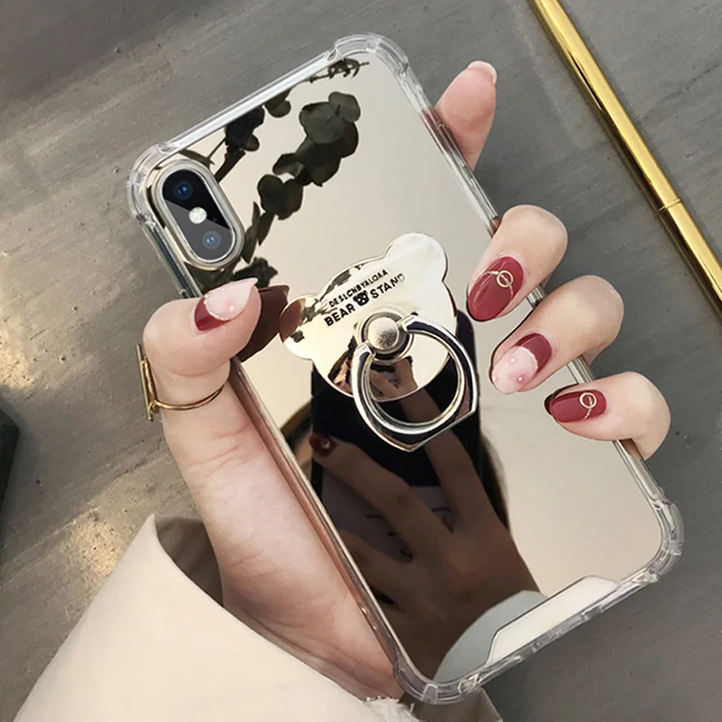 Для iPhone X 8 7 6 6S плюс ультра-тонкий корпус слоистых мягкая сумка очистить поверхность зеркало анти осень чехол чехол для телефона кронштейн