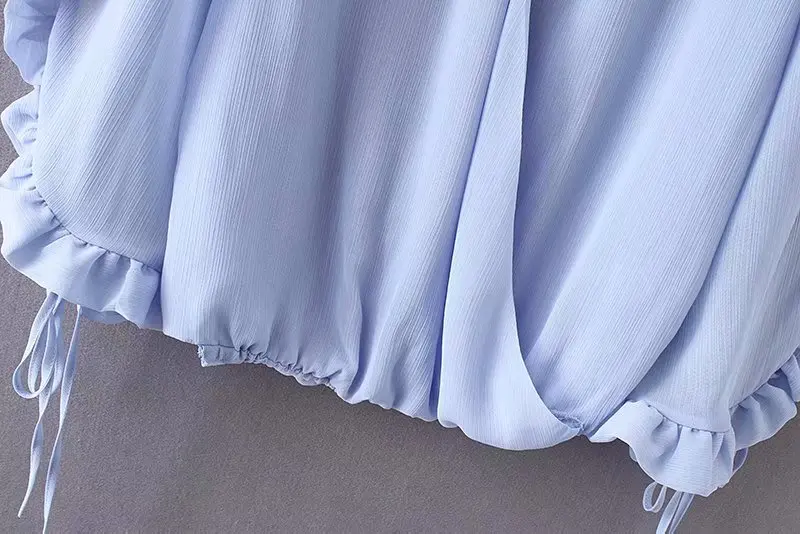 Женская шифоновая блузка с v образным вырезом оборками|Блузки| |