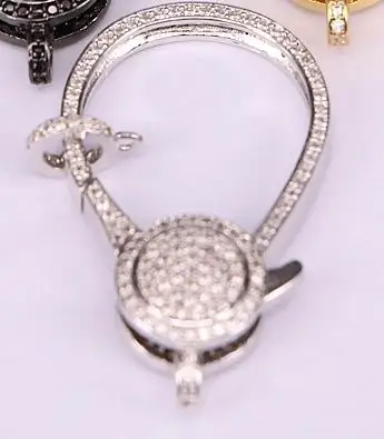 Silver Color 5 шт. ZYZ180-9250 большая застежка-лобстер для изготовления ювелирных изделий, серебро, черный пистолет, золотая металлическая застежка, Pave CZ застежки в 23*39 мм - Цвет: Silver Color