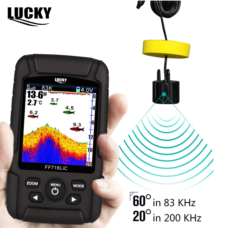 Горячая продажа LUCKY FF718LiCD T Портативный проводной Двухчастотный Эхолот Сонара 2.8
