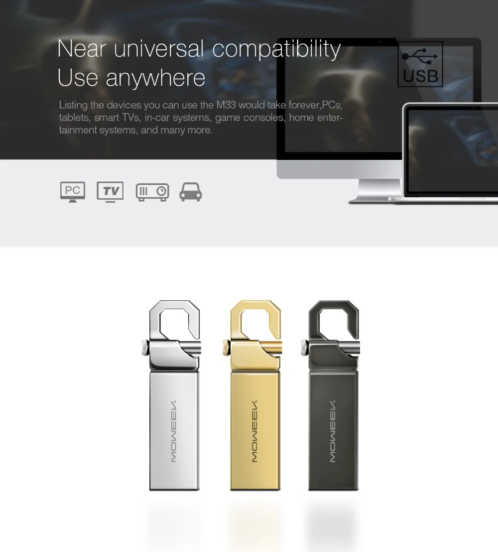 Moweek, металлическая флешка, высокоскоростной USB флеш-накопитель, 4g, 8g, 16g, USB флешка, водонепроницаемая флешка, 32 ГБ, 64 ГБ, 128 ГБ, usb 2,0, флеш-диск с ключом