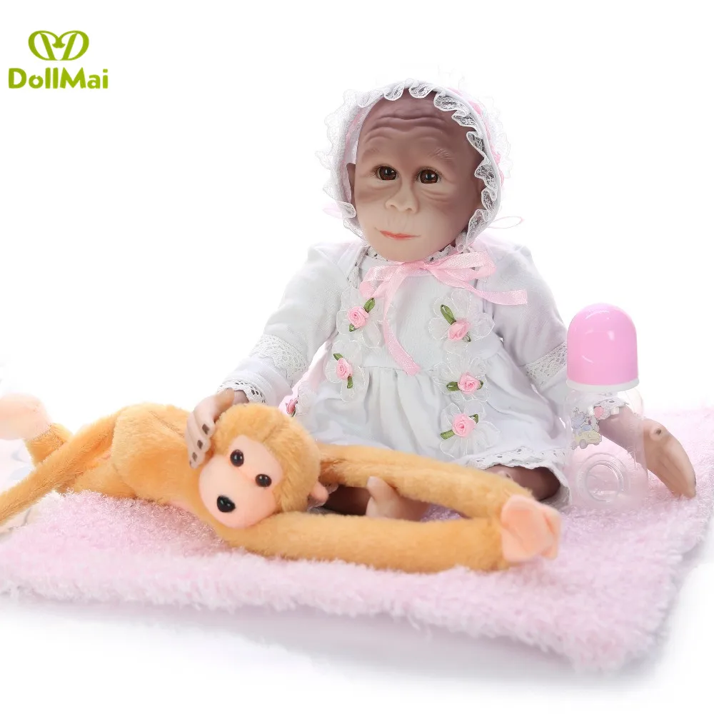 Детские куклы игрушки обезьяны Реборн ткань тело силикон 46 см мягкие