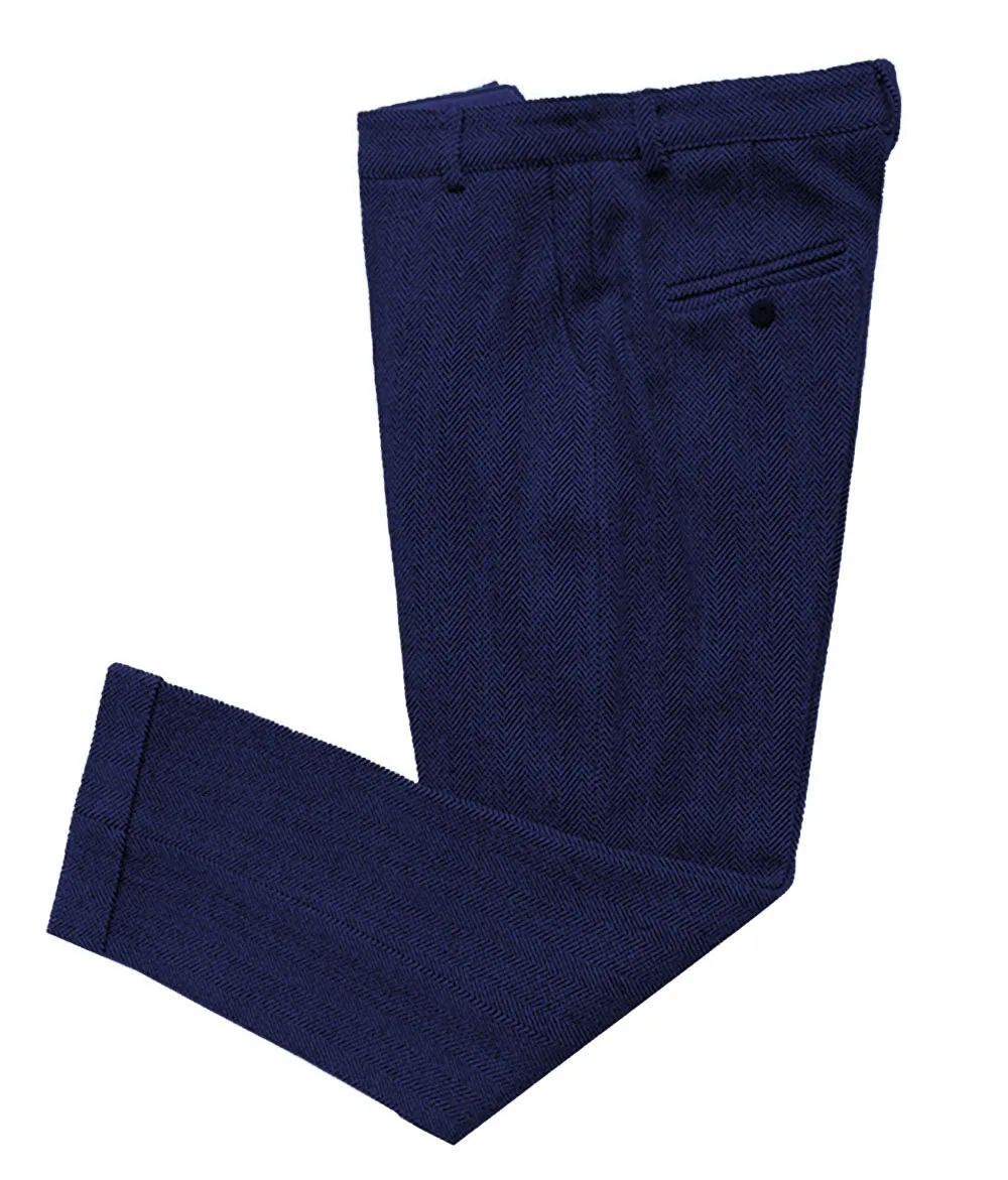 Royal blue Мужские деловые формальные брюки для отдыха, Приталенные брюки для свадебной вечеринки со скрытой расширяемой талией - Цвет: Royal blue