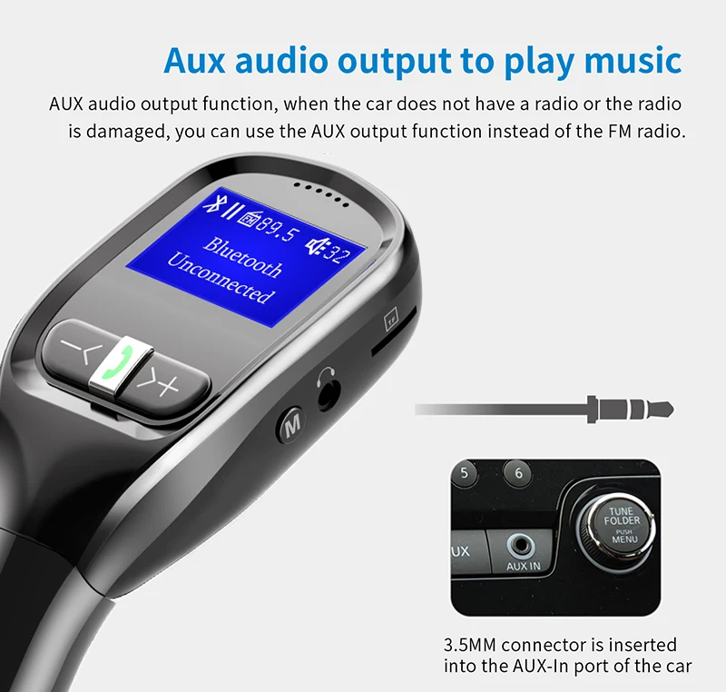 Автомобильный музыкальный плеер с ЖК-дисплеем Bluetooth с картой Micro SD и u-диском, музыкальный адаптер для зарядки автомобиля