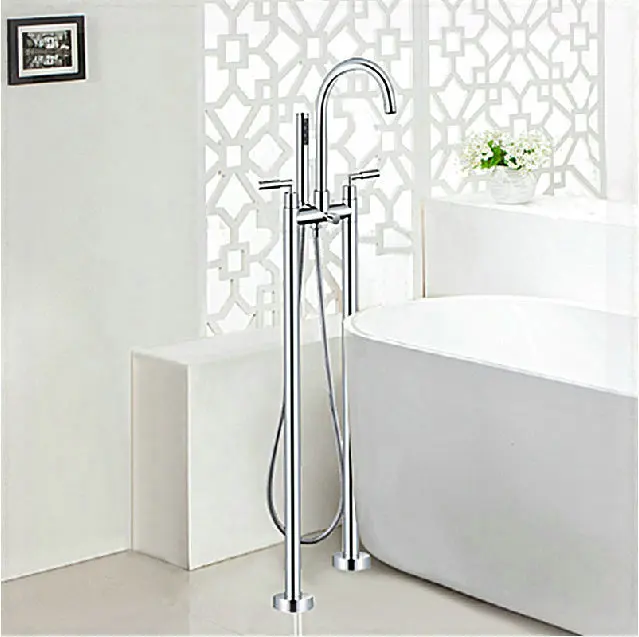 Chromed brass bathtub shower faucet with ABS hand Bathroom floor mounted wall mount sensor | Обустройство дома