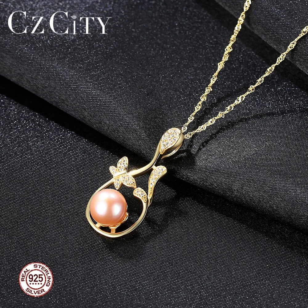 CZCITY принт с бабочками цветочный кулон ожерелье цепочка креплением микро паве