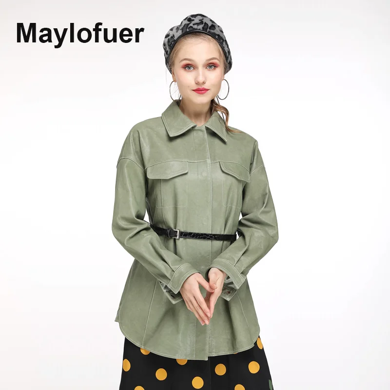 Maylofuer Модные новые кожаные куртки из натуральной и дубленки кожи с мехом для