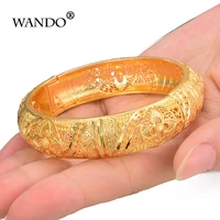 wando newest wide ethiopian bangle for women gold color dubai wedding gift bracelet african arab bonzer jewelry wb152
