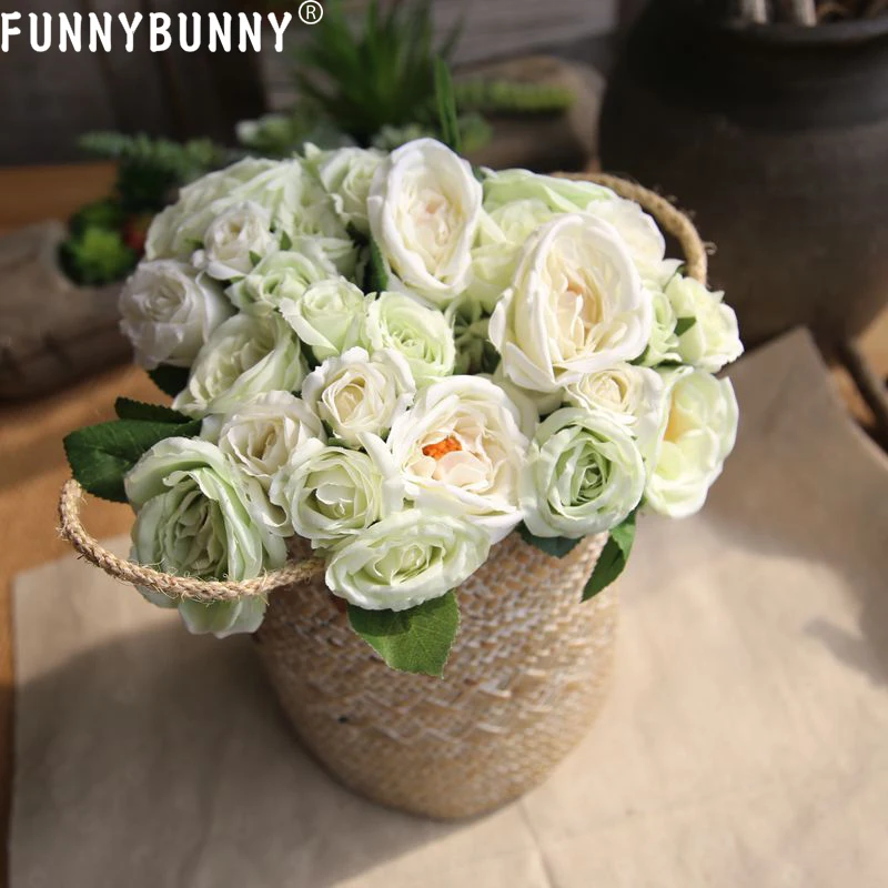 FUNNYBUNNY Artificial Lotus Flowers Silk Fake Bridal Bouquet Rose Leaf Flower Home Office Wedding Party Decor | Дом и сад
