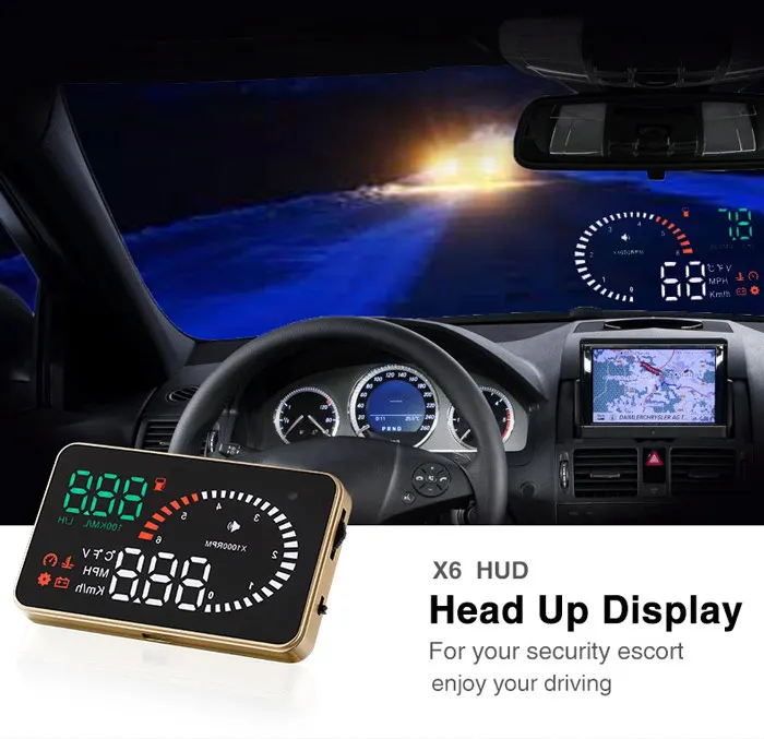 Универсальный Автомобильный дисплей OBD2 II HUD на лобовое стекло X6 3 дюймовая