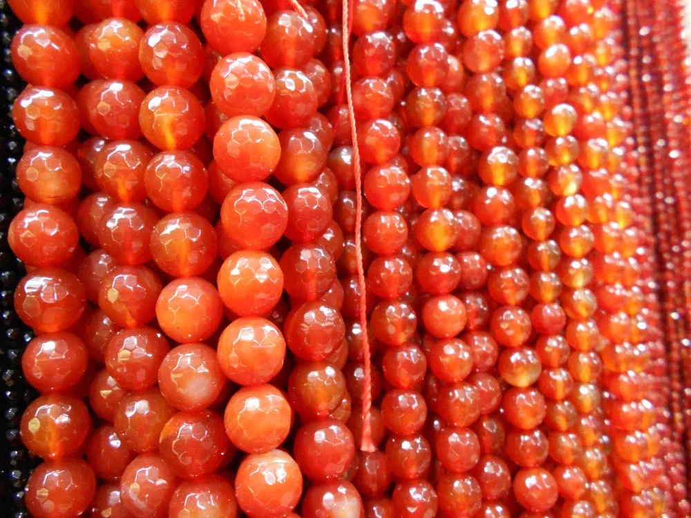 Граненые красные сердолические круглые бусины 15 дюймов из натурального камня 6 8