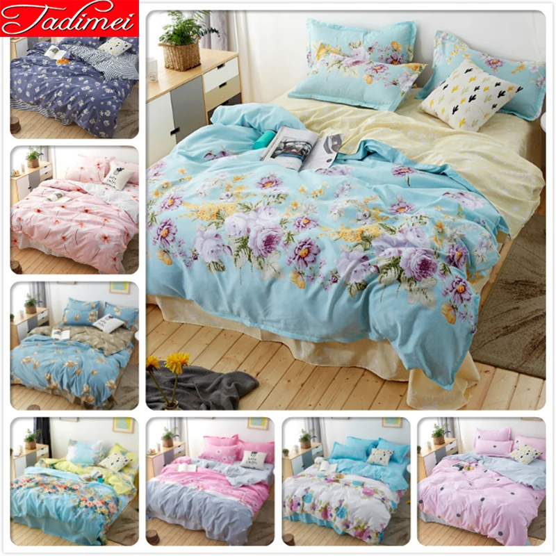Набор постельного белья из мягкого хлопка для взрослых и детей 3/4 шт. Одноместный