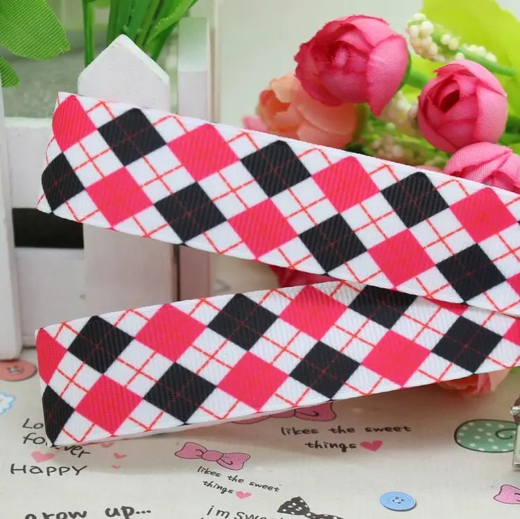 7/8 ''Бесплатная доставка клетчатая печатная корсажная лента головной убор
