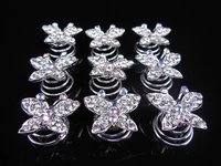 30 pcs butterfly bridal wedding prom crystal rhinestone twists spins hair pins sp 66