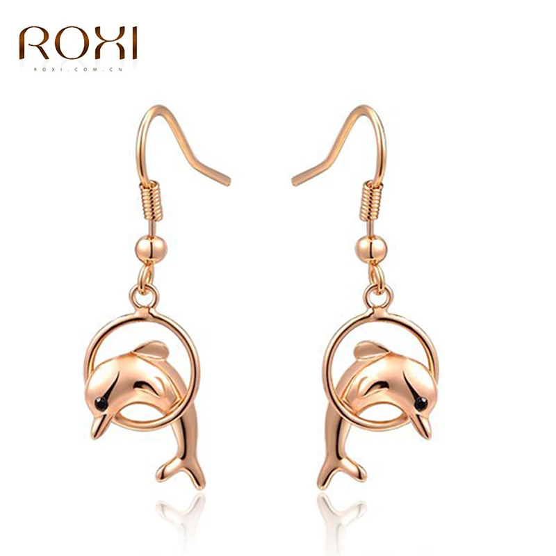 Romad серьги-гвоздики с симпатичным дельфином женские изысканные подвески из