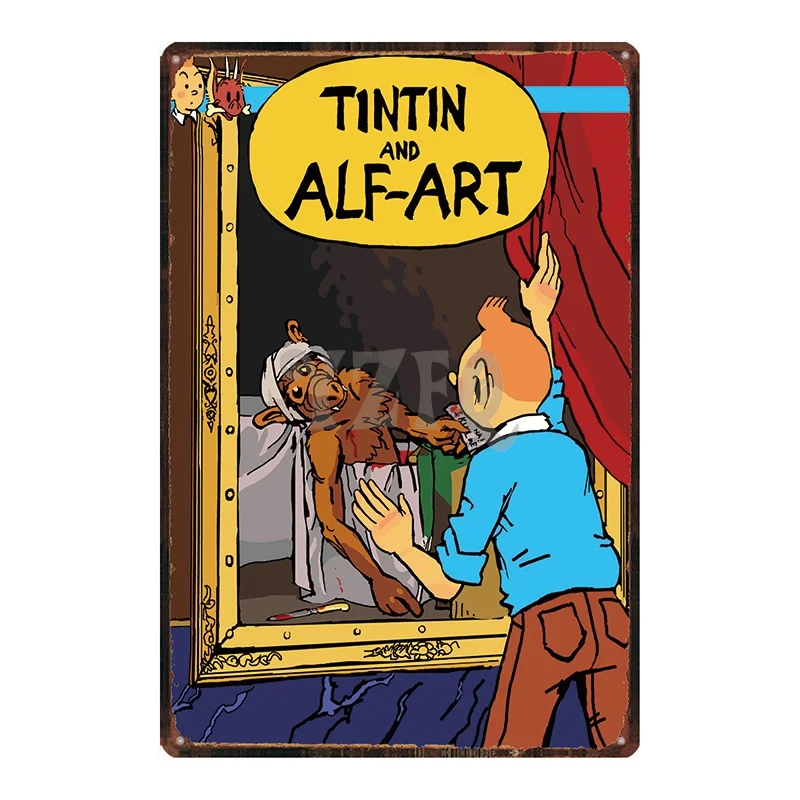 Tintin мультфильм жестяная вывеска металлическая пластина железная живопись детская комната настенный бар кофе домашнее искусство Ремесло Декор 30X20 см DU-2524 - Цвет: DU2526