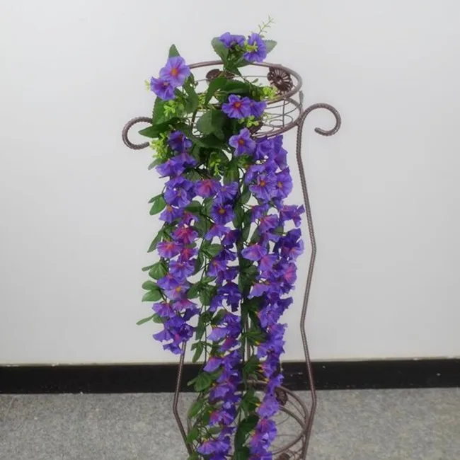 purple Поддельный кронштейн растения Петуния погремушки труба цветок лоза утренняя Глория для свадьбы искусственные декоративные настенные цветы - Цвет: purple