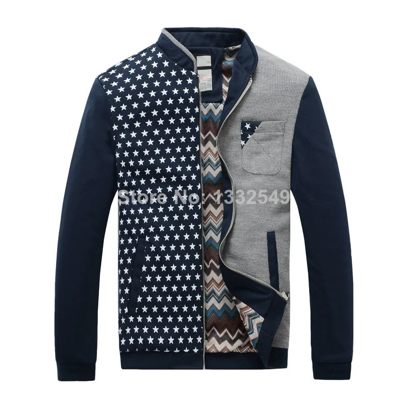 2014 autumn and winter fashion men's T-shirt printing men jacket slim Outerwear cotton coat free shopping | Мужская одежда