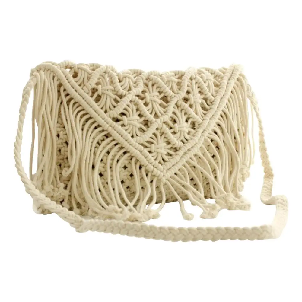 Плетеная вручную сумка на плечо большая хлопковая Повседневная пляжные сумки с