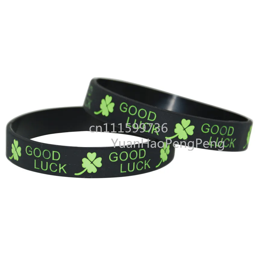 50pcs/Lot Good Luck with Clover Leaf Silicone Debossed Filled in Colour Wristband Bracelet | Украшения и аксессуары