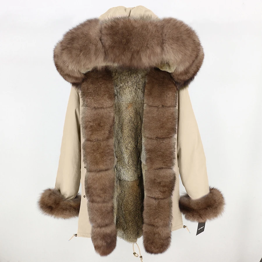 OFTBUY, зимняя женская куртка, длинная парка, Воротник из натурального Лисьего меха, капюшон, подкладка из натурального кроличьего меха, Толстая теплая парка, уличная Роскошная